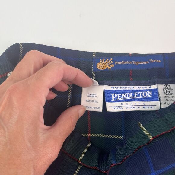 vintage Pendleton Wool Tartan Plaid Pleated Midi Skirt 8P Waist 26 Heritage - Picture 10 of 10
